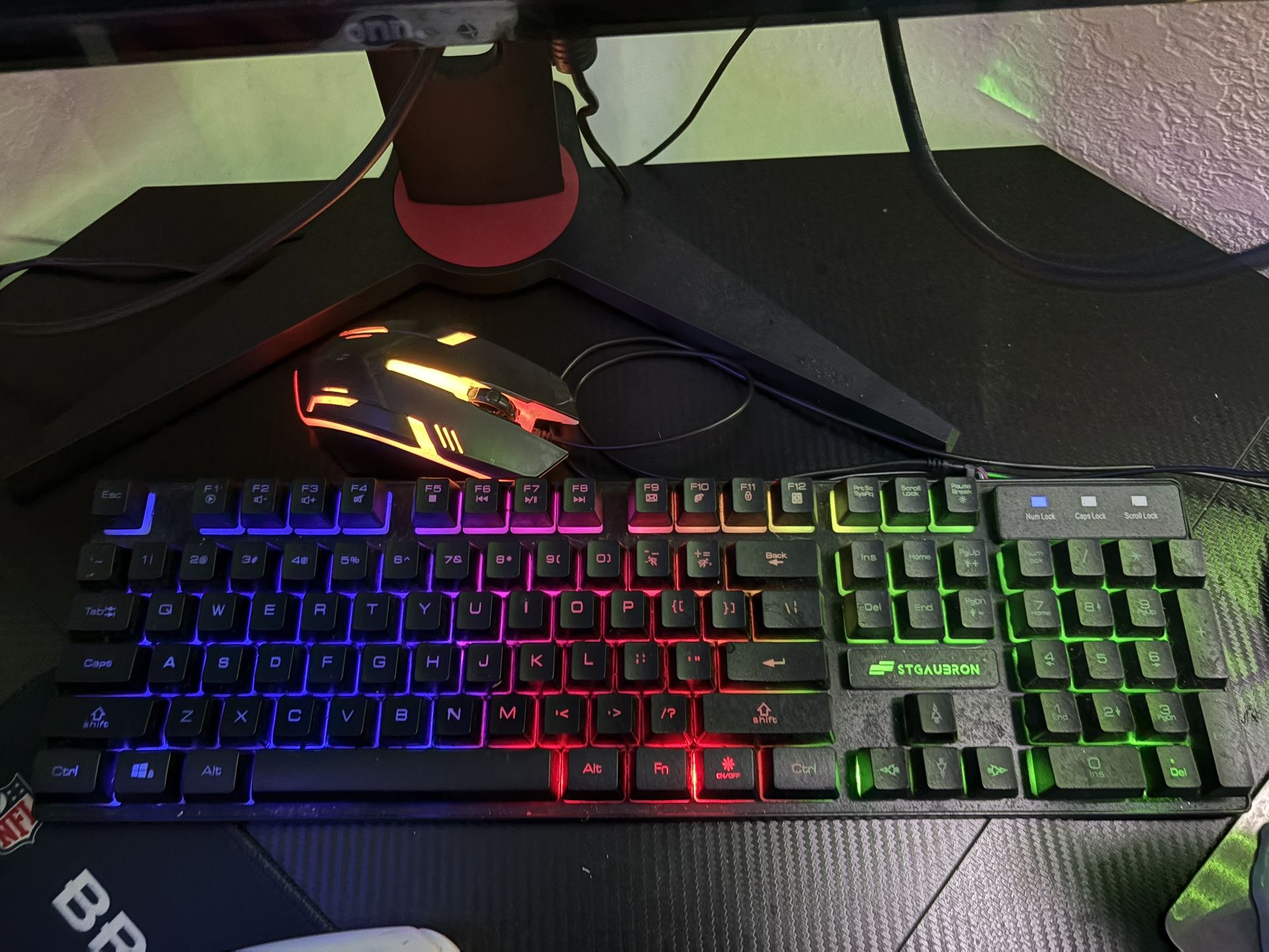 Gaming PC, Keyboard Mouse And Mouse Pad With Monitor 