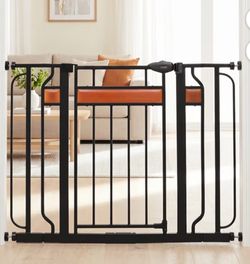 Regalo 37-Inch Extra Tall Safety Gate – Black & Cherry Wood – Open Box