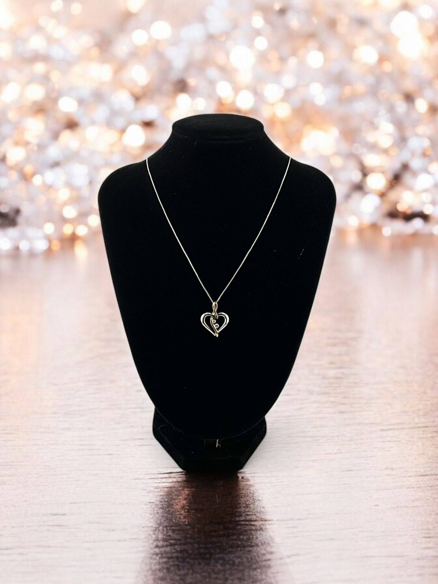 18kt Yellow/White Gold Heart Pendant with 18kt White Gold Chain Necklace