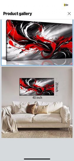 Black White and Red Abstract Print Picture Painting Large Canvas Wall Art for Living Room Bedroom Framed Canvas Wall Decor Modern Room Abstract Wall D