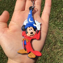 Mickey Mouse Magician Magic Wizard Sorcerer Fantasia Keychain Purse Bag Wallet Lanyard Disney Keychain Disneyland Collectibles Souvenir Travel Gift 