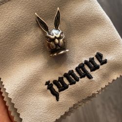 .925 Sterling Silver Pirate Ship Bunny Rabbit Head Pendant 