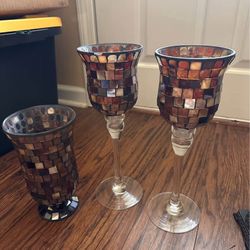 Decorative Set 3 Pieces Colored Glass
