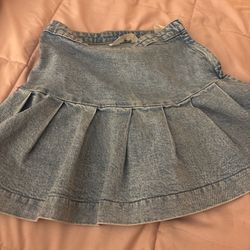 Cute Denim Pleated Mini Skirt