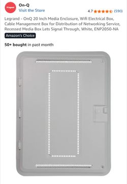 OnQ Legrand 20 Inch Media Enclosure, WiFi Electrical Box, Plastic Recessed Cable Management Box