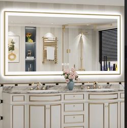 84β x 40β Luxury Gold LED Lighted Mirror β New in Box