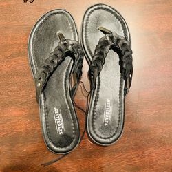 Seychelles Black Leather Sandals