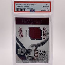 LeBron James 2016 Panini Absolute Heroes Materials Game-Worn Jersey PSA 10 GEM MINT #111/149