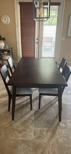 Dark Wood Dining Table with 4 Chairs