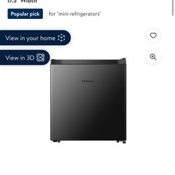 Hisense 1.6 Cu. ft. Single Door Mini Fridge, Black, 17.5" 