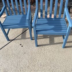 Solid wood patio wide arm chairs - 24 inches wide/ seat to floor 17.5 inches (2)- needs tight in