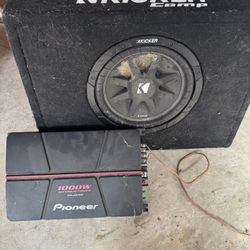 Kicker Subwoofer and Pioneer 1000w Amp