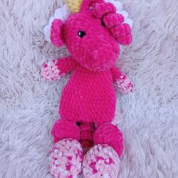 Crochet Pink Multicolor Unicorn Lovey/Snuggler