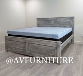 Solid Wood King Bed and Memory Foam Mattress