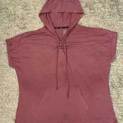 RBX Women’s 1X Purple Kangaroo Pocket Short Sleeve Hooded Lightweight T-Shirt 