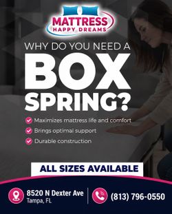 Full Box Spring | Heavy-Duty Wood & Steel Construction | Factory Sealed, Never Used | Low Profile & Standard | Delivery Available