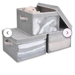 Foldable 3 Piece Fabric Bin Set