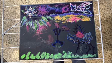 Art - experimental - black canvas - ultra violet  - dimensional