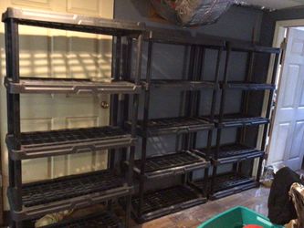 plastic shelving  $100 for 3