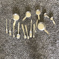 Vintage metal measuring cups and spoons