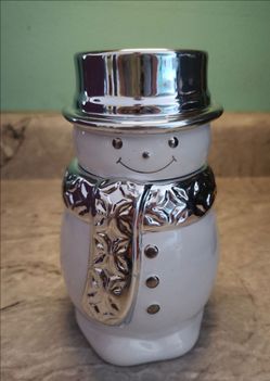 2009 Harry Slatkin Bath & Body Works Ceramic Winter Snowman Jar Holder
