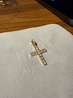 Lab diamond 14k gold cross