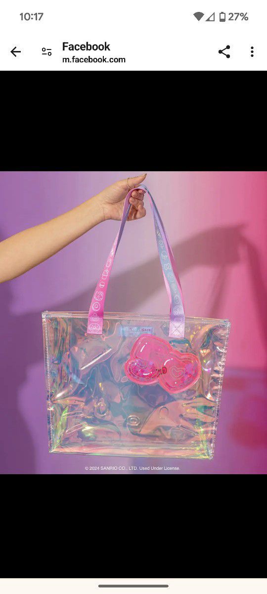 Hello Kitty Cafe Iridescent Tote Bag -50th ANNIVERSARY Exclusive-
