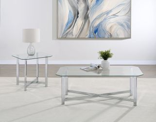 Cronin Chrome 2-piece Tempered Glass Top Coffee Table Set