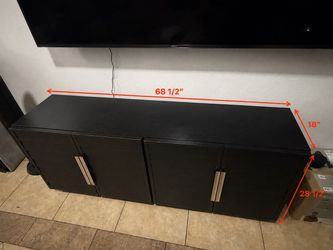 Black 4-Door Media Console / TV Stand – 68.5” Wide