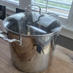 8–10 Qt Stainless Steel Pot w/ Glass Lid – Great for Small Batch Brewing