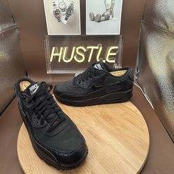 NikeAir Max 90 Premium Black Reptile Snakeskin Leather Suede Sneakers Sz 8.5