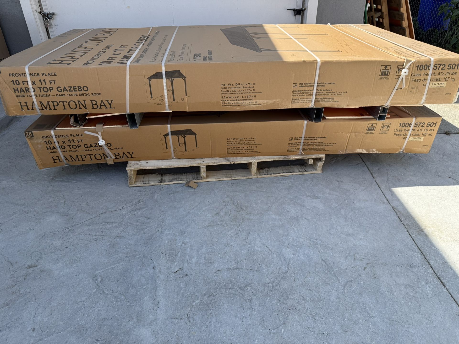 Hampton Bay Providence Place 11 ft. W x 10 ft. D Brown Hard Top Gazebo