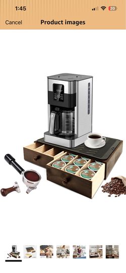 Coffee Pod Holder Storage, Wooden K Cup Organizer for Countertop, K Cup Drawer and Tea Organizer for Counter, Coffee Station Organizer with Silicone N