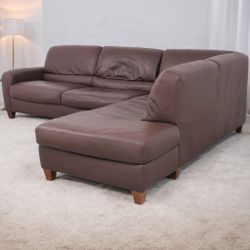 Natuzzi’s Italian Leather 2pc 111” by 89”  Designer Sectional Sofa with RAF Chaise