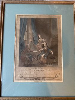 Vintage French Le Boudoir La Toilette Voyeur Framed  15in X  19in
