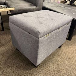 Chest and Footrest-Square Seat Storage Bench Ottoman, Gray 18*18*24 inch