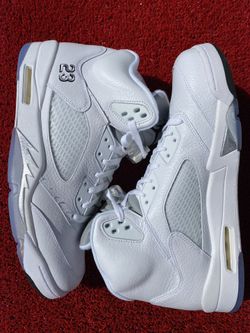 Nike Air Jordan Retro 5 Metallic White Size 13
