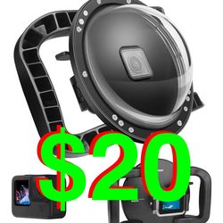 Dome Port for GoPro Hero (Note: Small Scratches from Shipping) 12/11/10/9 Black - Upgraded Coating Film for Anti-Scratch, Dual Handle Stabiliz