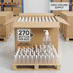Bulk Pack of 270: Elegant 16oz Clear Pump Bottles (500ml) – Ideal for Soaps, Lotions & ETC