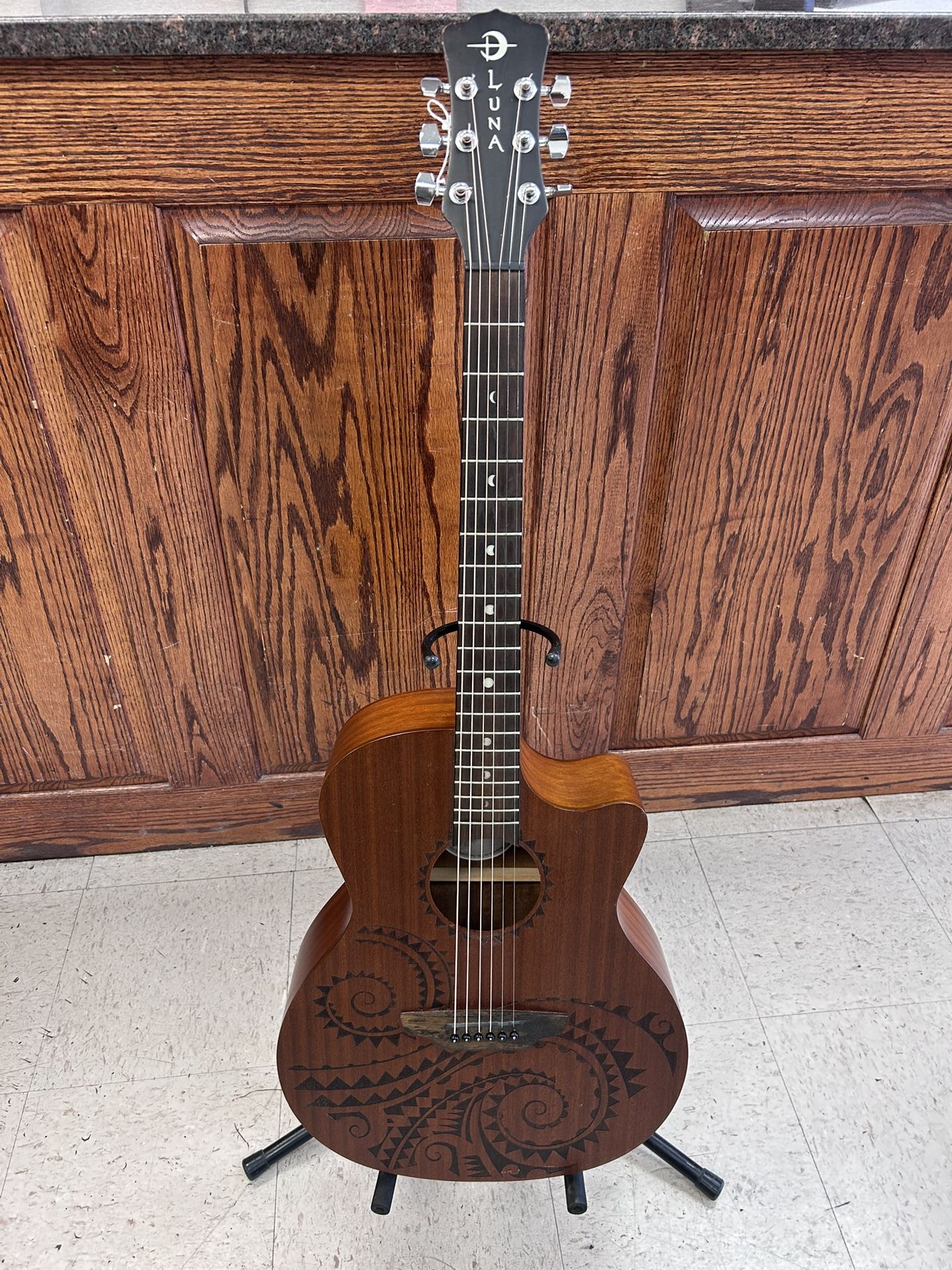 Luna Gypsy Tattoo Mahogany Electric Acoustic