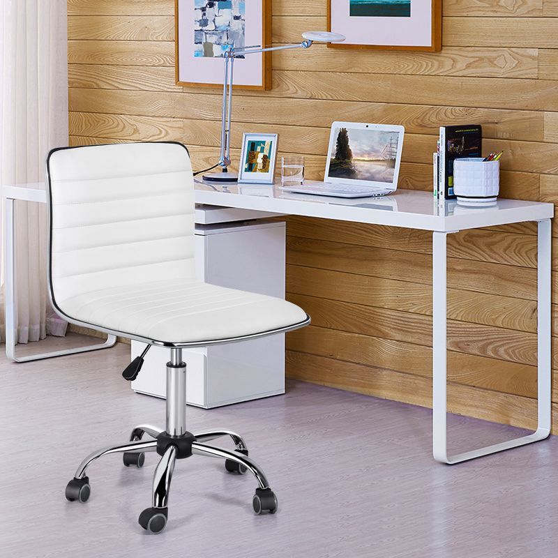 PU Leather Armless Office Chair Desk Chair with Wheels