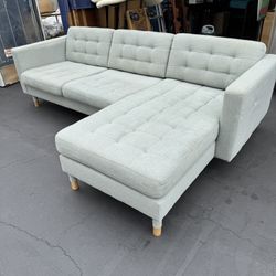 IKEA MORABO Sofa, with chaise/Gunnared light green/wood Clean and Good Condition 