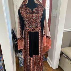 Palestinian Thoub Thobe Henna Arabic Middle Eastern Embroidery Traditional Dress