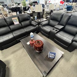 Leather Sofa/Loveseat/Chair $1599 🖤 5 Recliners ‼️