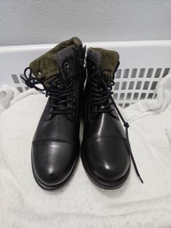 Windsorsmith Black Leather Lace-Up Combat Boots