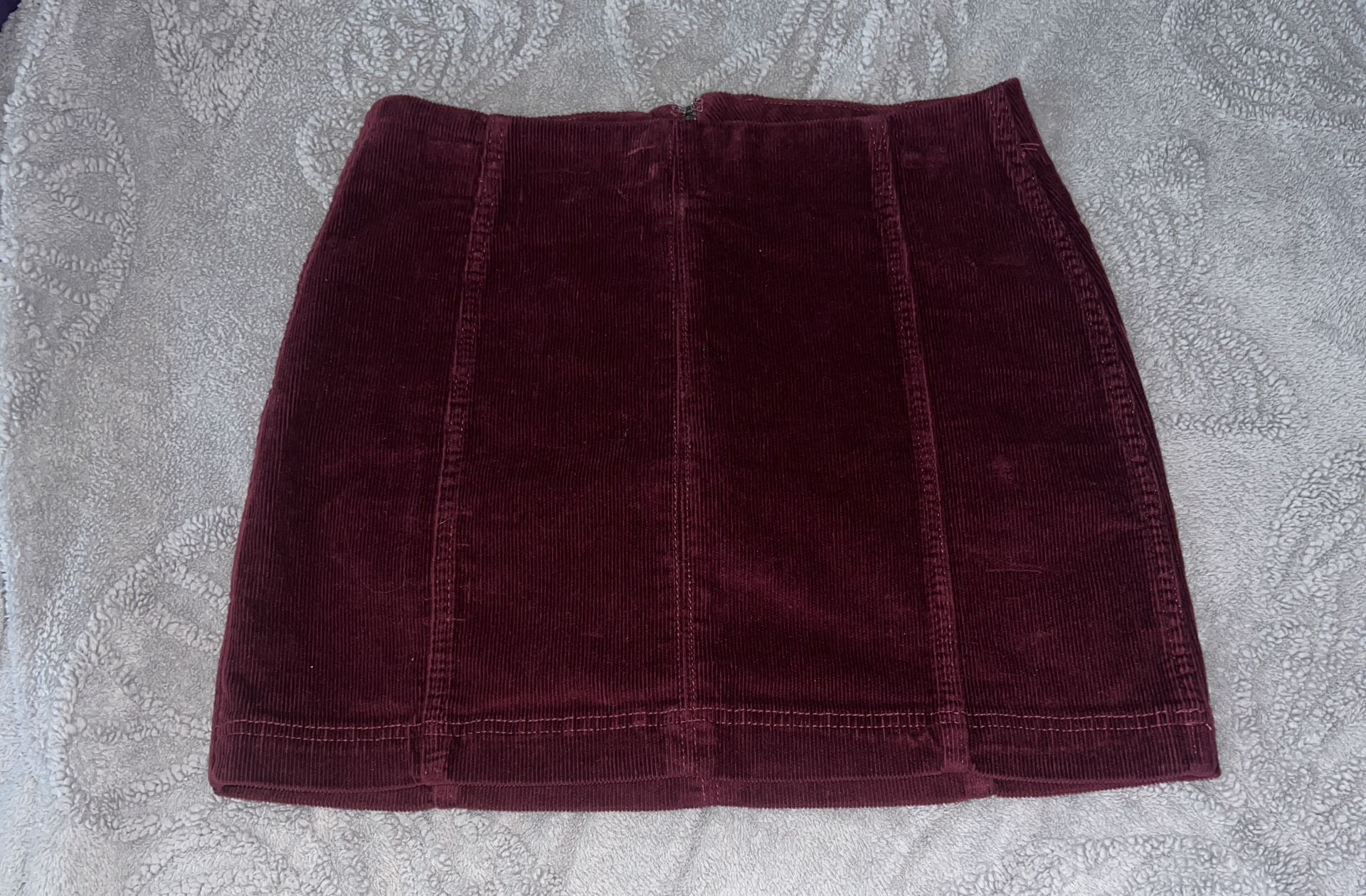 burgundy mini skirt