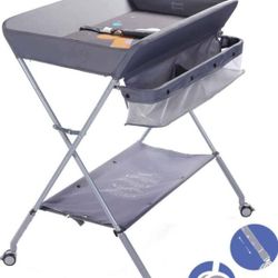 EGREE Baby Portable Folding Diaper Changing Station with Wheels, Adjustable Height