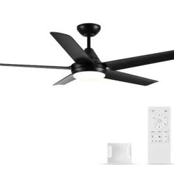  48 in. Indoor/outdoor Integrated LED Light Kit Matte Black Ceiling Fans with Rversible Motor and Remote Control