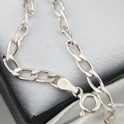 Italian 7.25" Miami Cuban Curved Flat Link 925 Sterling Silver Bracelet 3.75 mm  