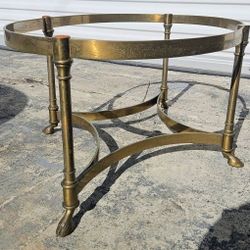 Vintage Hollywood Regency Brass Coffee Table Base Hoof Feet | LaBarge Style